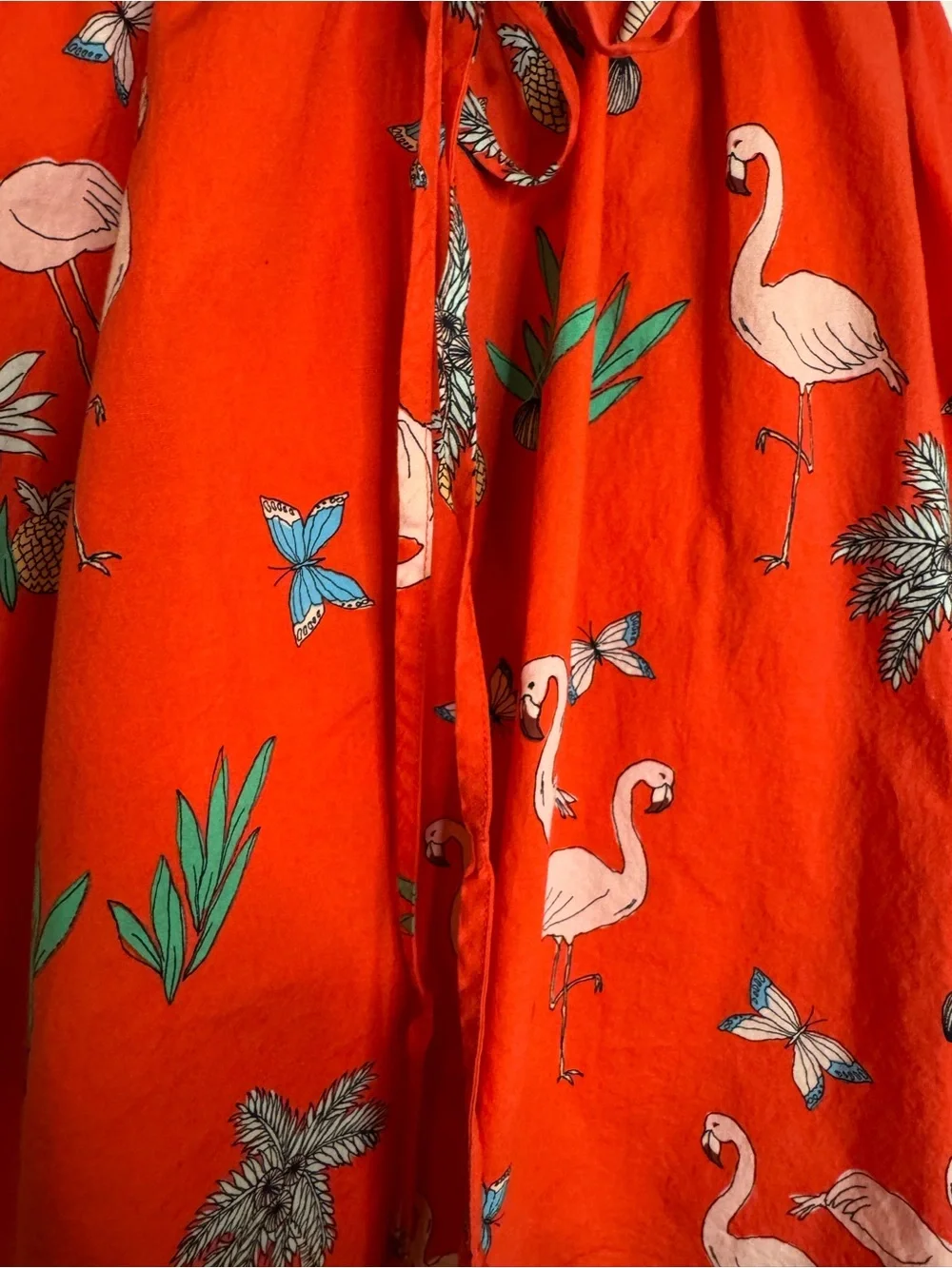 bailey blue Red Flamingo Tropical Tie-Waist Dress